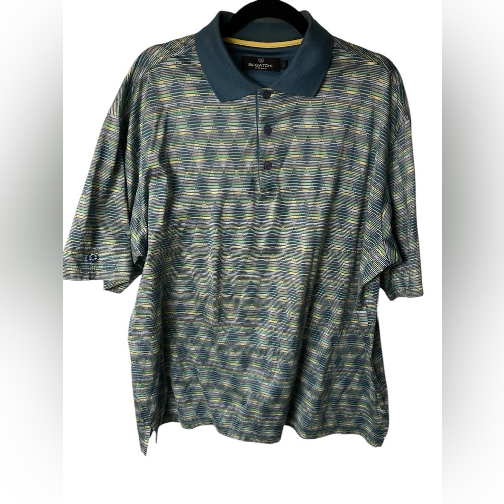 Bugatchi Uomo Multicolor Geometric Print Polo Size L